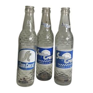 Vintage Sun Crest Lot of 3 Bottles 10 FL. OZ. Empty Bottles
